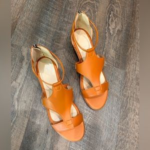 NWOT Vegan leather wedge sandals